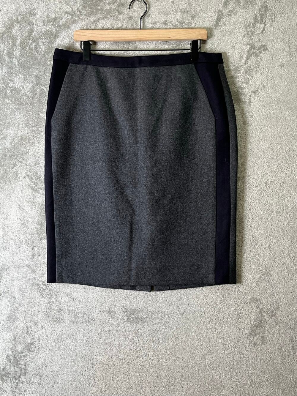 J.Crew No. 2 Pencil Skirt Gray Wool Black Trim Quiet Luxury Officewear 12 New